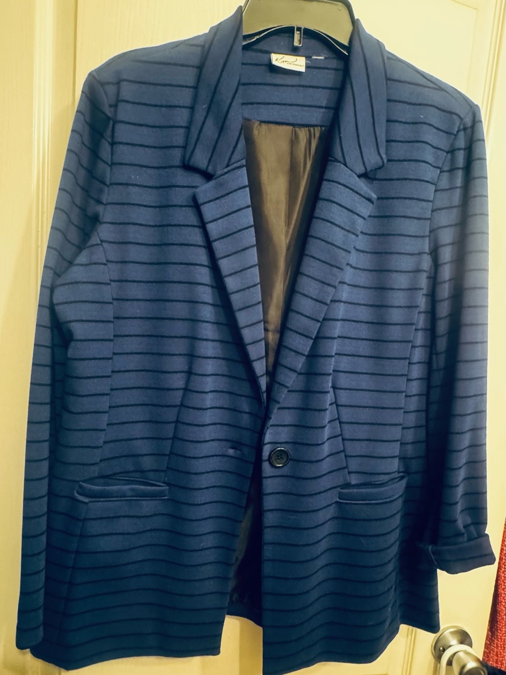 Kim Rogers Navy Blue Striped Blazer